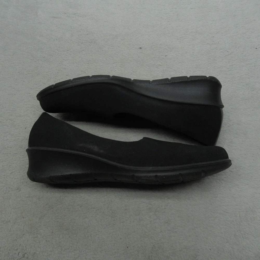 ECCO Womens 7.5 Felicia Loafer Black Stretch Wedge‎ Slip On Comfort Casual EU38